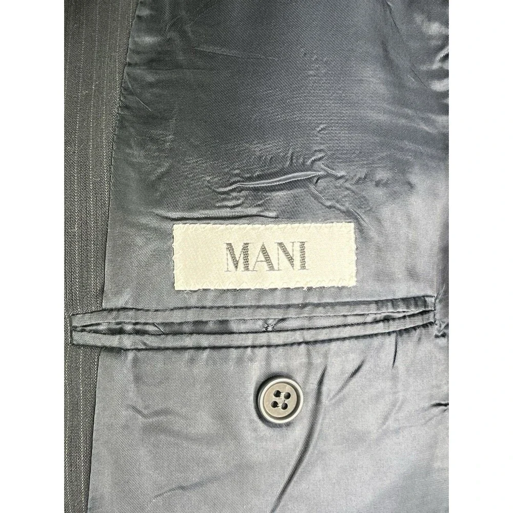 Mani Giorgio Armani Men Suit Navy Pencil Striped 40R 36x30 Jacket Pants Set